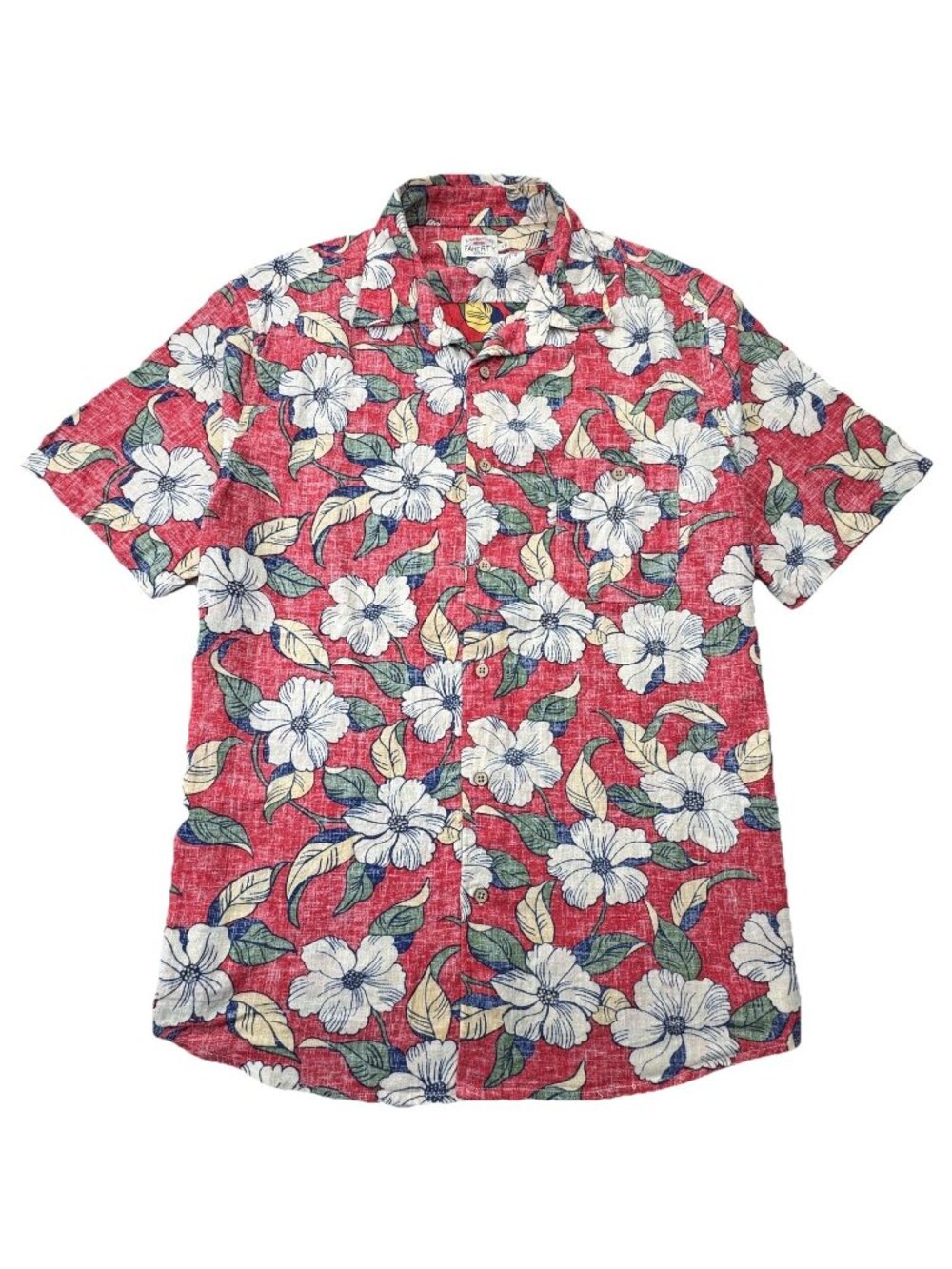 Faherty Reverse Print Coast Shirt Men’s L Red Retro Floral Linen Blend Huckberry